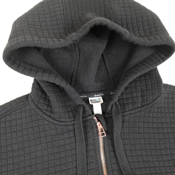 Diadora Quilted Zip Up Hoodie Women's Medium Black with Rose Gold Sweatshirt - Picture 2 of 12
